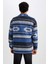 Oversize Fit Etnik Desenli Oduncu Uzun Kollu Gömlek Y2043AZ22AU 5