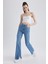 Slim Flare Fit İspanyol Paça Yüksek Bel Yırtmaçlı Jean Pantolon A2224AX23SP 4
