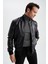 Slim Fit Kolej Yaka Bomber Suni Deri Mont Y5367AZ23SP 4