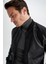 Slim Fit Kolej Yaka Bomber Suni Deri Mont Y5367AZ23SP 7