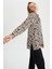 Relax Fit Leopar Desenli Uzun Kollu Viskon Gömlek W4515AZ22AU 1
