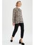 Relax Fit Leopar Desenli Uzun Kollu Viskon Gömlek W4515AZ22AU 2