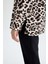 Relax Fit Leopar Desenli Uzun Kollu Viskon Gömlek W4515AZ22AU 6