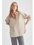 Oversize Fit Poplin Uzun Kollu %100 Pamuk Gömlek T8735AZ23SP 4
