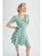 V Yaka Floral Kısa Kollu Mini Elbise Y8414AZ22HS 4