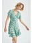 V Yaka Floral Kısa Kollu Mini Elbise Y8414AZ22HS 5