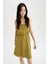 Askılı Basic Beli Büzgülü Relax Fit Mini Yazlık %100 Pamuk Elbise T8056AZ22SM 4