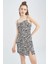 Coool Bodycon Kare Yaka Zebra Desenli Askılı Mini Elbise W7603AZ22SM 1