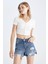 Mom Fit Yırtık Detaylı Jean %100 Pamuk Şort Y8090AZ22HS 3