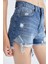 Mom Fit Yırtık Detaylı Jean %100 Pamuk Şort Y8090AZ22HS 4