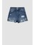 Mom Fit Yırtık Detaylı Jean %100 Pamuk Şort Y8090AZ22HS 6