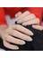 Natürel Bej Ten Rengi Mat Takma Tırnak Lüks Doğal Orta Boy Oval Yuvarlak Nail Art Yapıştırıcı Set 2