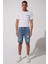 Regular Fit Normal Kesim %100 Pamuk Normal Bel Mavi Jean Kot Şort 2