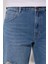 Regular Fit Normal Kesim %100 Pamuk Normal Bel Mavi Jean Kot Şort 3