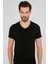Erkek Siyah Basic V Yaka Pamuk Atlet Fanila 1
