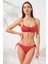 Blake Büzgülü Önden Bağlamalı Bikini Kırmızı 231226 4