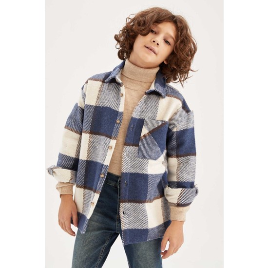 DeFacto Erkek Çocuk Oversize Flanel Uzun Kollu Gömlek Y9159A623SP