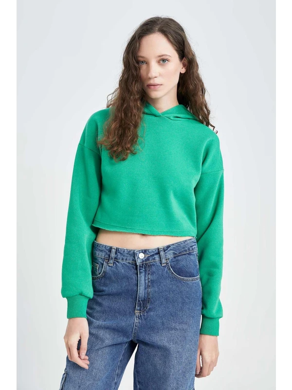 DeFacto Kapüşonlu Basic Crop Sweatshirt Z9510AZ22AU