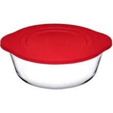 Paşabahçe 59123 Borcam Yuvarlak Tencere Kırmızı Kapaklı 1450 cc