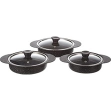 Taç 3521 Granit Plus 3 Lü Sahan Seti Silikonlu Siyah