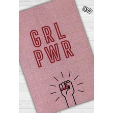 Homshtag Grl Pwr Pamuklu Dokuma Tabanlı Yıkanabilir Dekoratif Halı