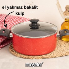 Meşeler Granit Kızartma Tenceresi 24 cm Fritöz Kırmızı