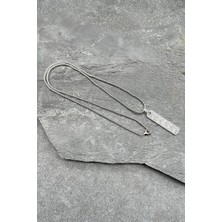 FRNCH 316L Çelik Zincirli Şal Desen Figürlü Gümüş Renkli Erkek Kolye FRJ30604-704-A