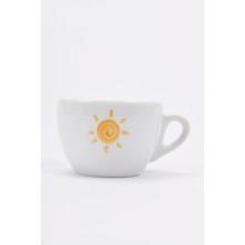 Ancap Verona El Yapımı Sarı "Güneş" Motifli Cappuccino Fincan ve Tabak Takımı - 180 ml (6.1 Oz)