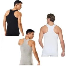 Seher Yıldızı Erkek Ribana Sporcu Atlet 6'lı Paket (2 Siyah - 2 Beyaz - 2 Gri)
