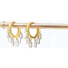 Pier Gümüş Baget Taşlı Gümüş Halka Küpe