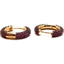 Pier Gümüş Pembe Taşlı Halka Gümüş Küpe