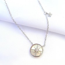 Pier Gümüş Zirkon ve Sedefli Yıldız Gümüş Kolye