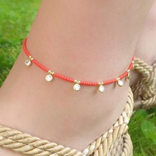 Pier Gümüş Zirkon Taşlı Gümüş Kırmızı Halhal