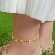 Pier Gümüş Zirkon Taşlı Gümüş Sarı Halhal