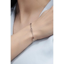 TMT Silver Gümüş Zultanit Taşlı Mekik Model Gurmet Zincirli Bileklik