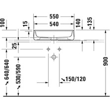 Duravit Zencha Çanak Lavabo 55 cm Batarya Banklı