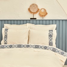 Karaca Home Mosaic %100 Pamuk Çift Kişilik Nakışlı Nevresim Takımı Beyaz