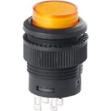 Motorobit RL16-503B 16MM Plastik 4 Pin Yaylı Buton Sarı