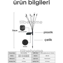 Tilbe Home 6 Ledli Solar Bahçe Işıkları Renkli Dış Mekan Peyzaj 2 Modlu Bahçe Çiti Güneş Enerjili Süs Lambalar