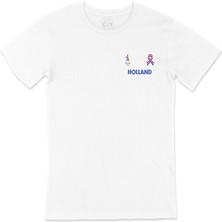 Paris 2024 Yaz Olimpiyatları Hollanda Cep Tasarım Baskılı Beyaz Tişört