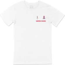 Paris 2024 Yaz Olimpiyatları Amerika Cep Tasarım Baskılı Beyaz Tişört