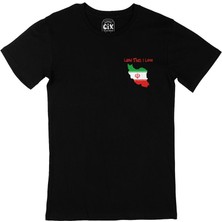Land That I Love Iran Cep Tasarım Baskılı Siyah Tişört