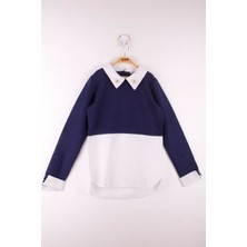 Toontoy Kids Kız Çocuk Gömlek Detaylı Yakası Incili Okul Sweatshirt