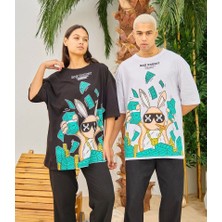 Unisex Bad Rabbit Baskılı Oversize Tshirt