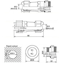 Motorobit SD20 9 Pin 20MM Su Geçirmez Konnektör Takımı