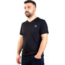 Kinetix SN-222 Neck Siyah Günlük Erkek V Yaka Tişört