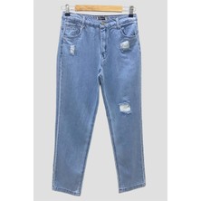 Mojo Garson Kız Çocuk Yüksek Bel Yıpratmalı Kot Pantolon 65772 Açık Mavi