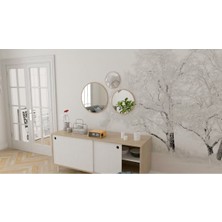 Ekoratif Yuvarlak Ayna Atlantik Çam Banyo Salon Antre Hol Mutfak Duvar Ofis Banyo Wc