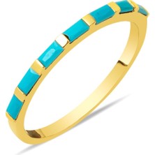 Bilezikci 14 Ayar Firuze Baget Sırataşlı Altın Yüzük