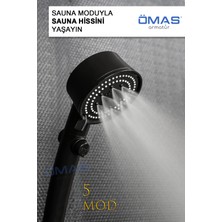 Ömas Otomasyon 5 Fonksiyonlu Sauna Modlu Pervaneli Mat Siyah Duş Başlığı Mat Siyah Duş Başlığı Duş Başlığı